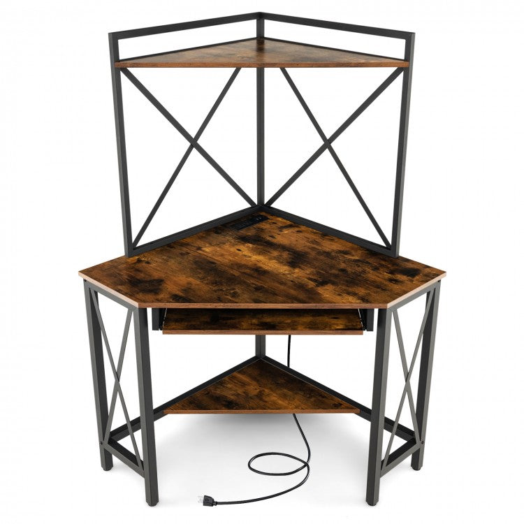 L-Shaped Multifunctional Office Desk with Keyboard Tray and Storage