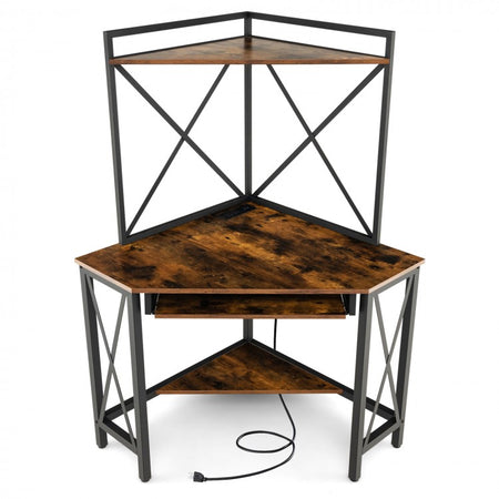 L-Shaped Multifunctional Office Desk with Keyboard Tray and Storage