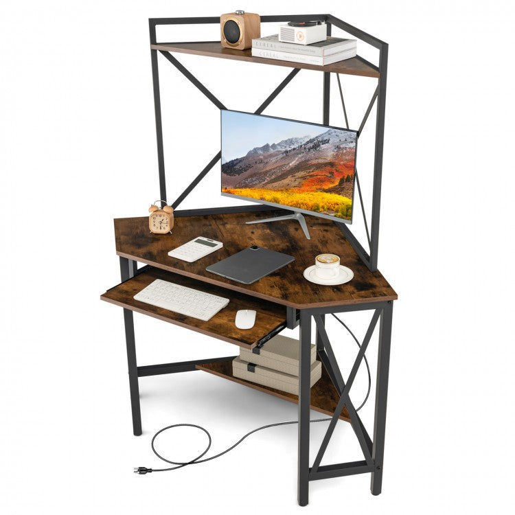 L-Shaped Multifunctional Office Desk with Keyboard Tray and Storage