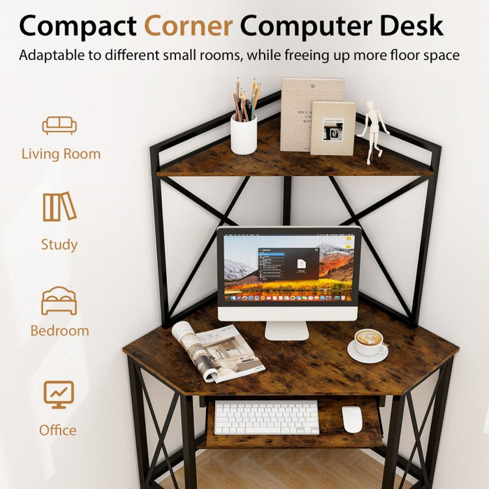 L-Shaped Multifunctional Office Desk with Keyboard Tray and Storage
