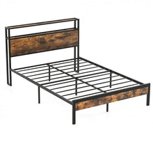 Load image into Gallery viewer, Vintage Bed Frame with Headboard Storage and Built-in Charging Ports
