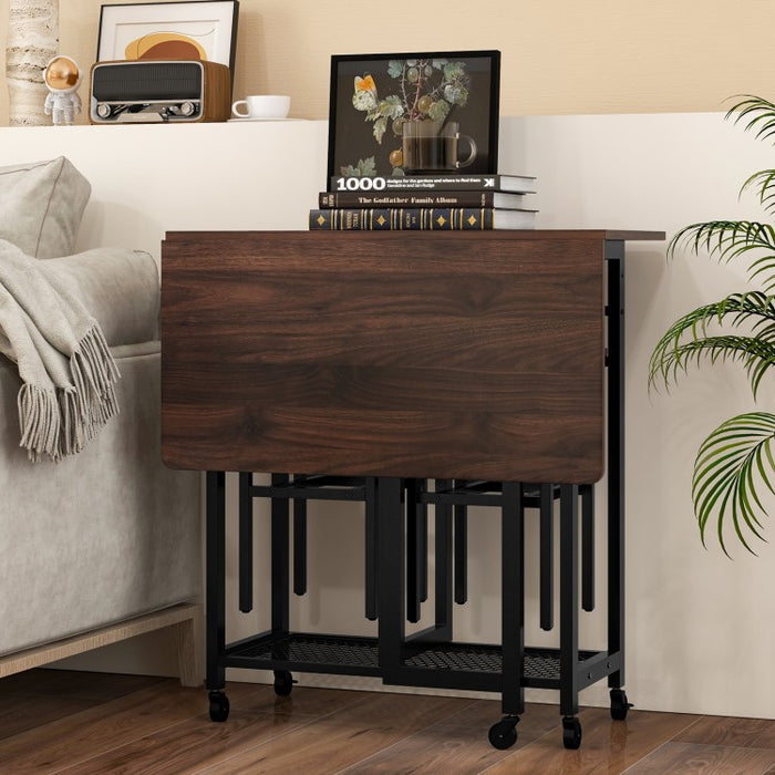 Small Dining Room Set - 3-Piece Set with 2 Stools and 6-Bottle Wine Rack - Suitable for Restaurant and Bistro