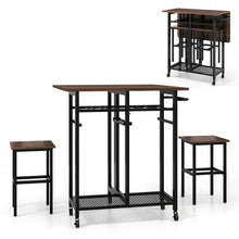 Load image into Gallery viewer, Small Dining Room Set - 3-Piece Set with 2 Stools and 6-Bottle Wine Rack - Suitable for Restaurant and Bistro
