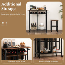 Load image into Gallery viewer, Small Dining Room Set - 3-Piece Set with 2 Stools and 6-Bottle Wine Rack - Suitable for Restaurant and Bistro
