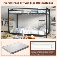 Load image into Gallery viewer, Black Metal Bunk Bed with Guardrail and Ladder
