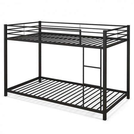 Black Metal Bunk Bed with Guardrail and Ladder