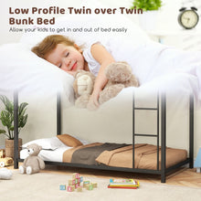 Load image into Gallery viewer, Black Metal Bunk Bed with Guardrail and Ladder
