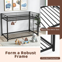 Load image into Gallery viewer, Black Metal Bunk Bed with Guardrail and Ladder
