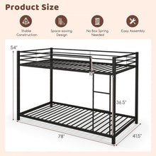 Load image into Gallery viewer, Black Metal Bunk Bed with Guardrail and Ladder
