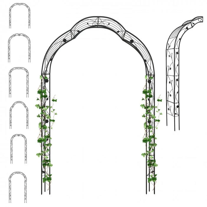 Outdoor Garden Black Metal Decorative Arch Pergola Plant Trellis - Ideal for Climbing Plants
