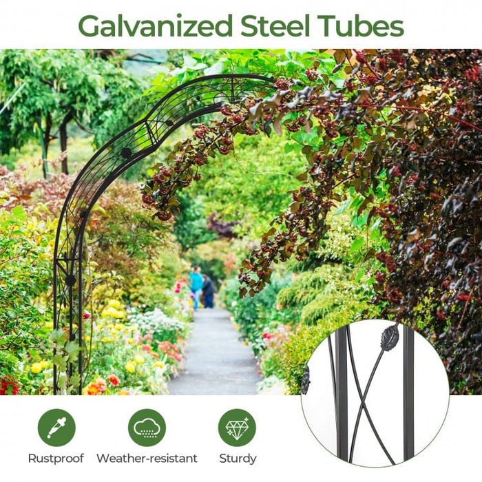Outdoor Garden Black Metal Decorative Arch Pergola Plant Trellis - Ideal for Climbing Plants