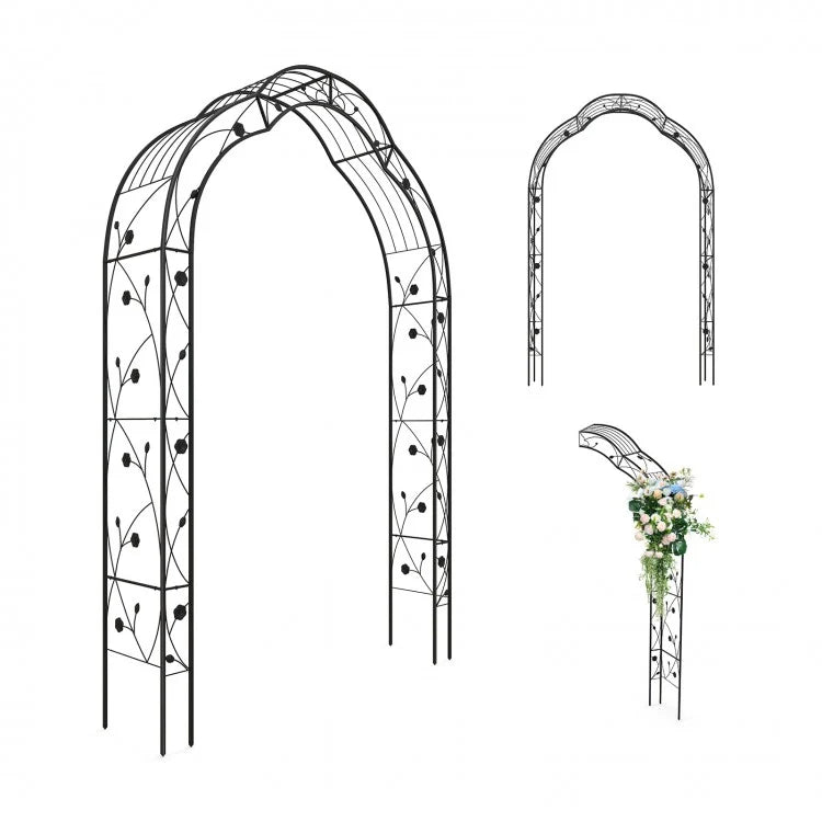 Outdoor Garden Black Metal Decorative Arch Pergola Plant Trellis - Ideal for Climbing Plants