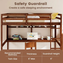Load image into Gallery viewer, Solid Wood Loft Bed Frame with Safety Railing and Ladder
