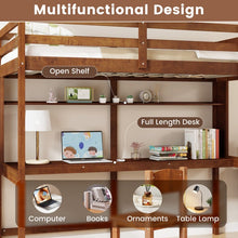 Load image into Gallery viewer, Solid Wood Loft Bed Frame with Safety Railing and Ladder

