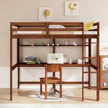 Load image into Gallery viewer, Solid Wood Loft Bed Frame with Safety Railing and Ladder
