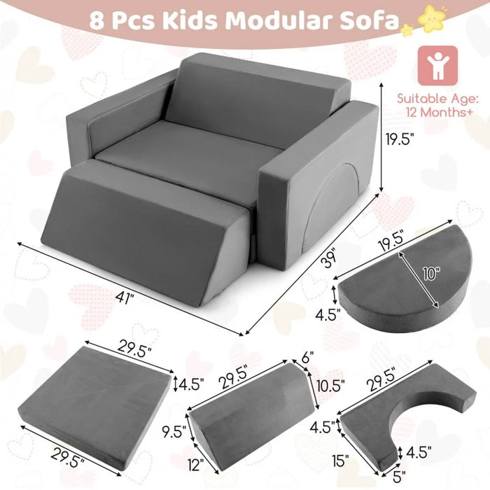 Removable Gaming Kids Couch Set 8 Pcs