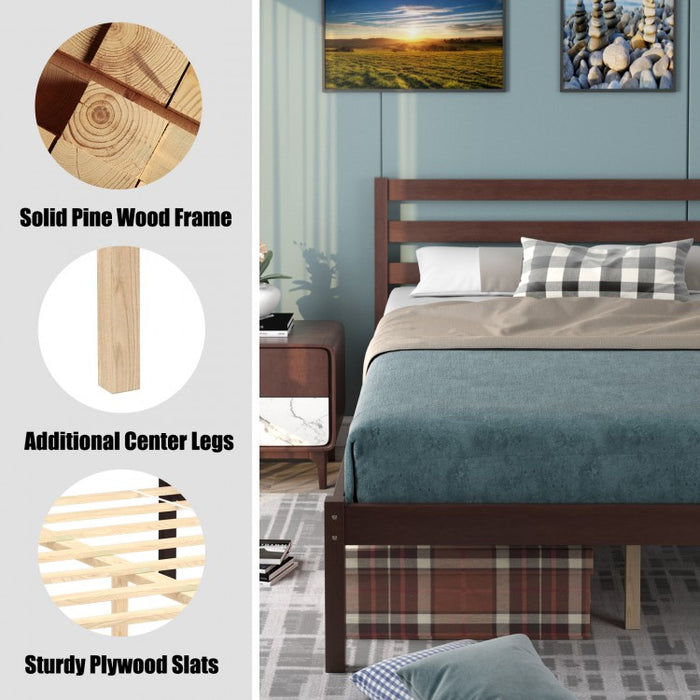 Modern Minimalist Wooden Bed Frame with Headboard and Storage