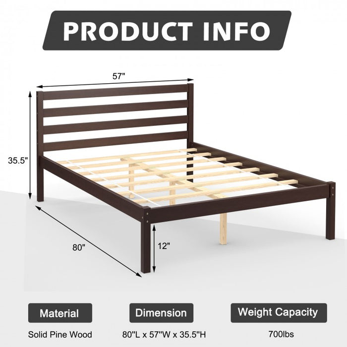 Modern Minimalist Wooden Bed Frame with Headboard and Storage