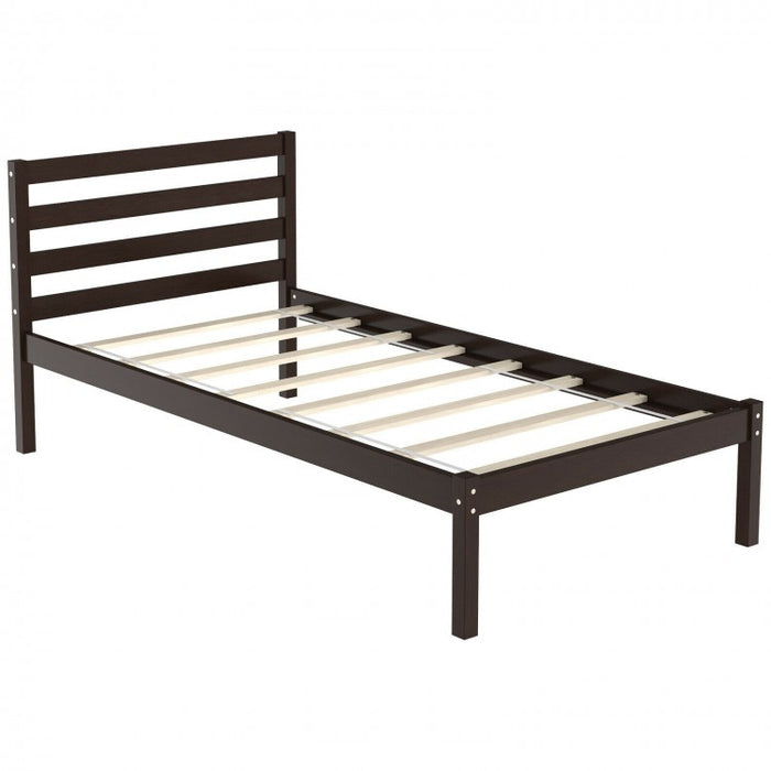 Modern Minimalist Wooden Bed Frame with Headboard and Storage