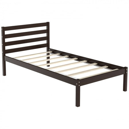 Modern Minimalist Wooden Bed Frame with Headboard and Storage
