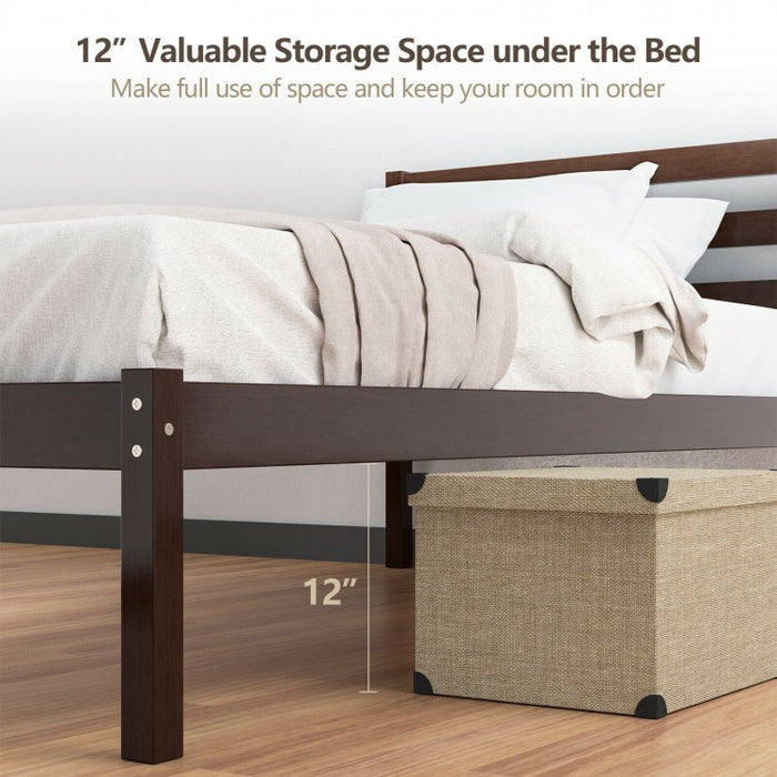 Modern Minimalist Wooden Bed Frame with Headboard and Storage
