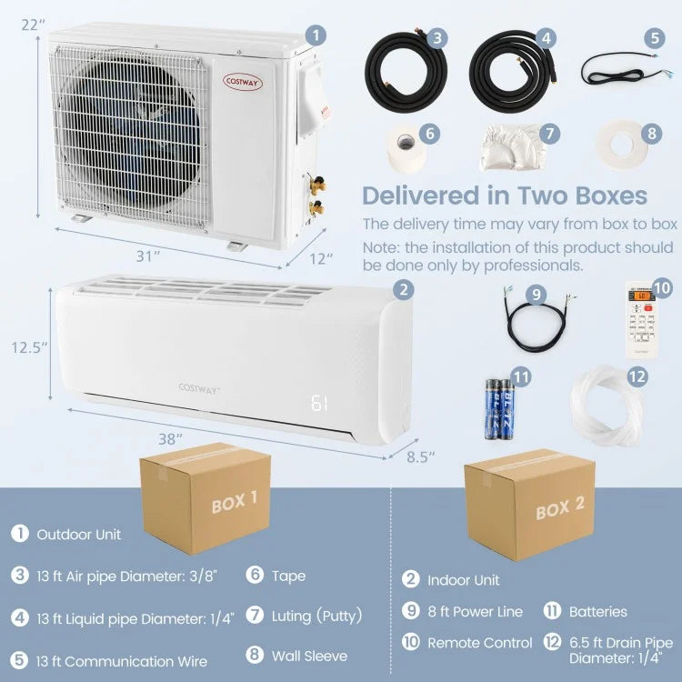 ENERGY STAR Certified 17000 BTU 4-in-1 Mini Split Air Conditioner with Remote and Self-Cleaning