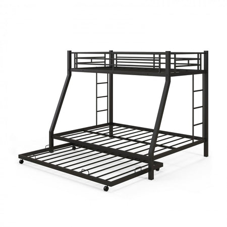 Metal Bunk Bed with Pull-out Trundle Bed for Dorms and Guest Rooms