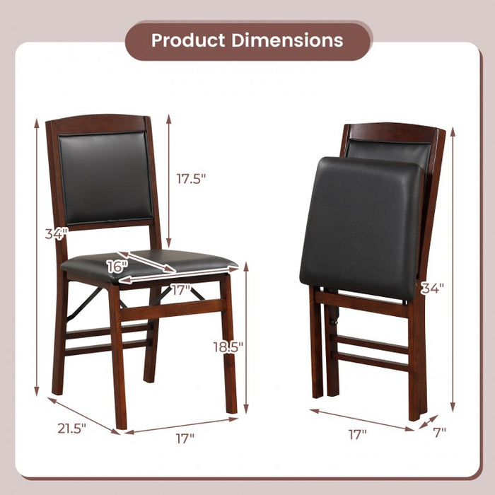 Modern Minimalist Folding Dining Chair Set with Padded Seat and Backrest