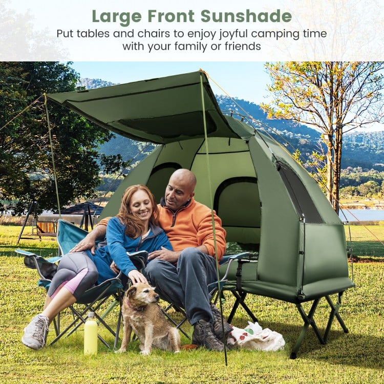 Costway Outdoor Folding Tent for Two with Inflatable Mattress and Sleeping Bag - Suitable for Camping and Travel