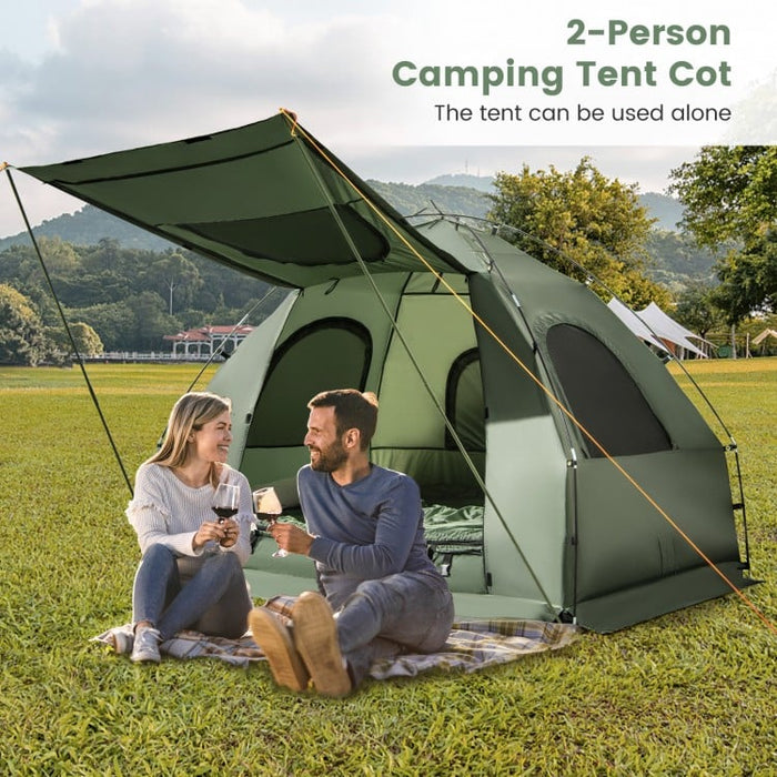 Costway Outdoor Folding Tent for Two with Inflatable Mattress and Sleeping Bag - Suitable for Camping and Travel