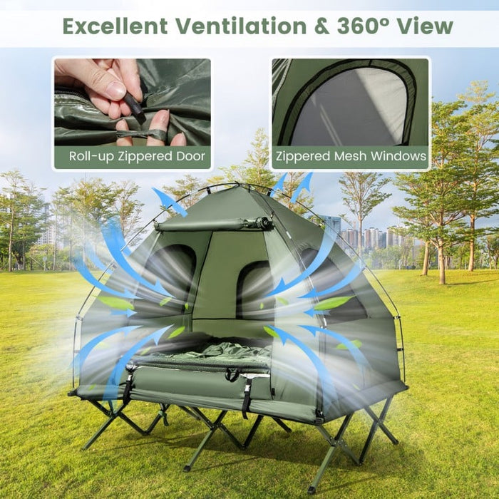 Costway Outdoor Folding Tent for Two with Inflatable Mattress and Sleeping Bag - Suitable for Camping and Travel