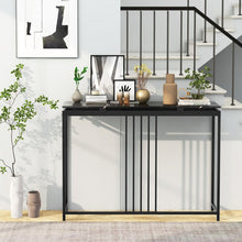 Charger l&#39;image dans la galerie, Costway Black Modern Console Entry Table with Faux Marble Top - Suitable for Living Room and Entryway Porch
