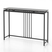 Charger l&#39;image dans la galerie, Costway Black Modern Console Entry Table with Faux Marble Top - Suitable for Living Room and Entryway Porch
