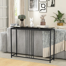 Charger l&#39;image dans la galerie, Costway Black Modern Console Entry Table with Faux Marble Top - Suitable for Living Room and Entryway Porch
