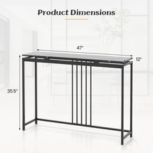 Charger l&#39;image dans la galerie, Costway Black Modern Console Entry Table with Faux Marble Top - Suitable for Living Room and Entryway Porch
