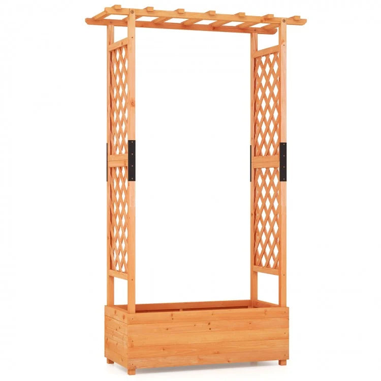 Wooden Arch Garden Gate and Planter for Outdoor Decor