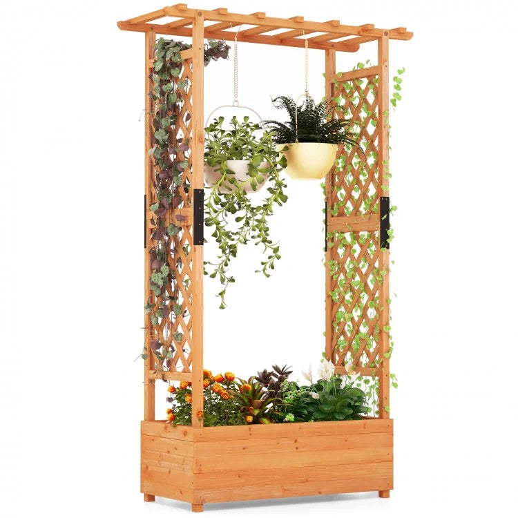 Wooden Arch Garden Gate and Planter for Outdoor Decor