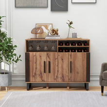 Load image into Gallery viewer, Costway Industrial Style Brown Home Bar Cabinet with Glass Rack and Wine Rack - Suitable for Restaurant and Bar
