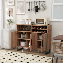 Load image into Gallery viewer, Costway Industrial Style Brown Home Bar Cabinet with Glass Rack and Wine Rack - Suitable for Restaurant and Bar
