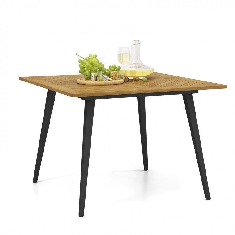 Outdoor Square Dining Table with Metal Legs - Suitable for Backyard, Patio, and Garden