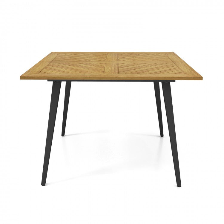 Outdoor Square Dining Table with Metal Legs - Suitable for Backyard, Patio, and Garden