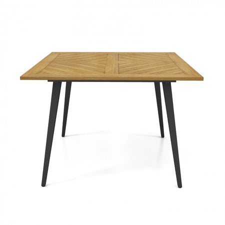 Outdoor Square Dining Table with Metal Legs - Suitable for Backyard, Patio, and Garden