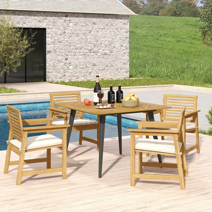 Outdoor Square Dining Table with Metal Legs - Suitable for Backyard, Patio, and Garden