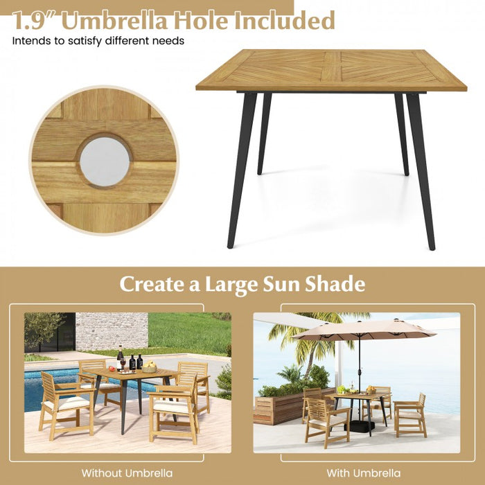 Outdoor Square Dining Table with Metal Legs - Suitable for Backyard, Patio, and Garden