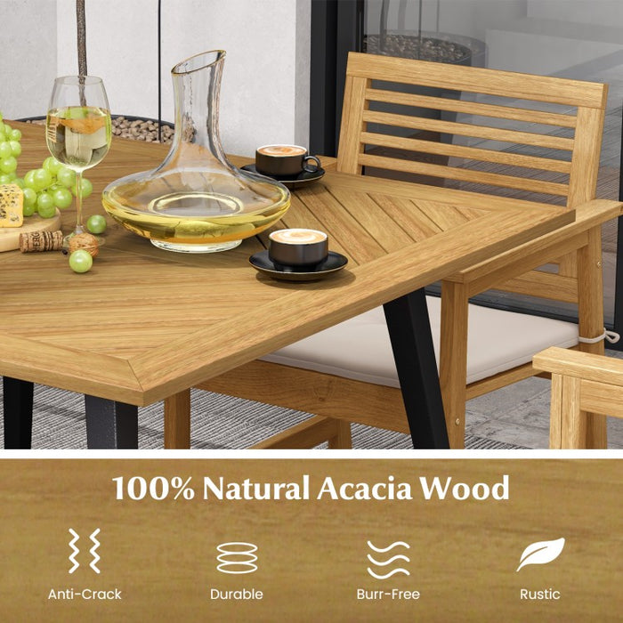 Outdoor Square Dining Table with Metal Legs - Suitable for Backyard, Patio, and Garden