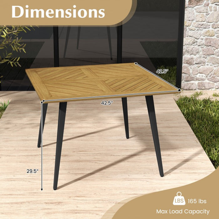 Outdoor Square Dining Table with Metal Legs - Suitable for Backyard, Patio, and Garden