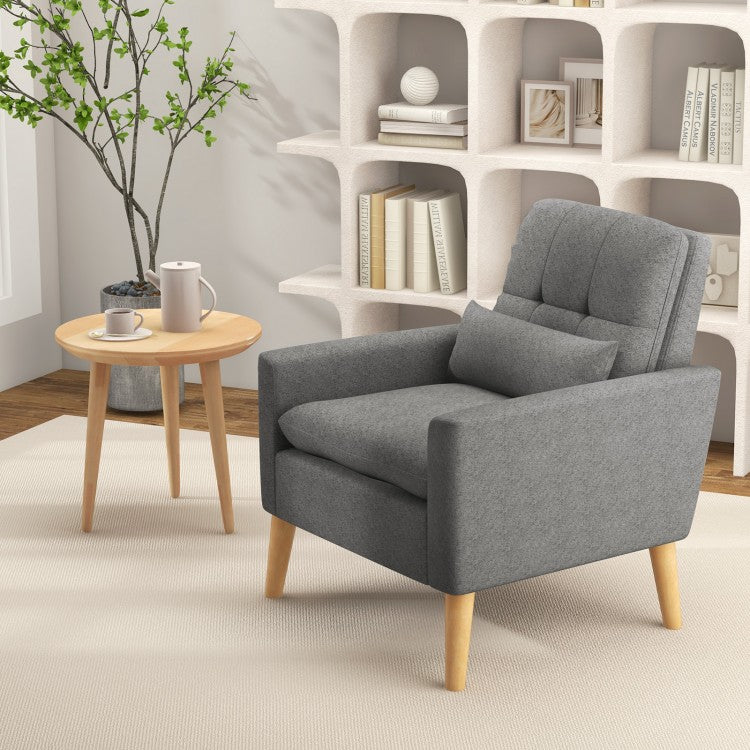 Modern Minimalist Comfortable Armchair with Lumbar Pillow