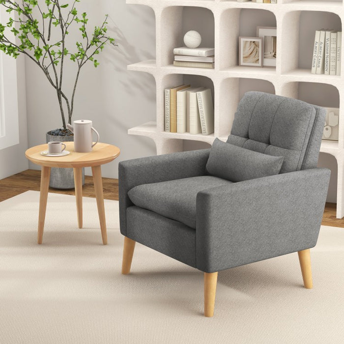 Modern Minimalist Comfortable Armchair with Lumbar Pillow