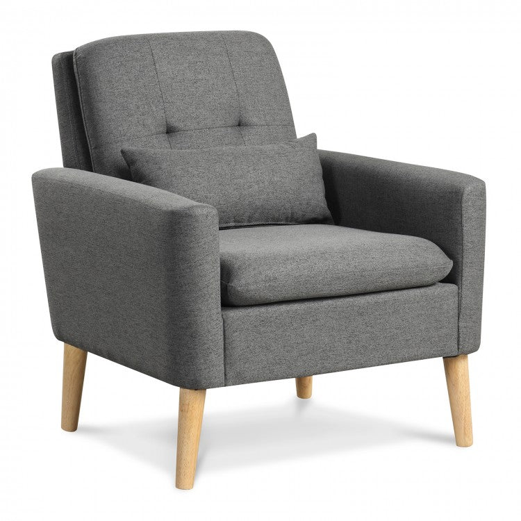 Modern Minimalist Comfortable Armchair with Lumbar Pillow