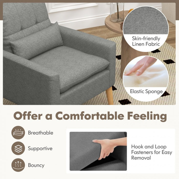 Modern Minimalist Comfortable Armchair with Lumbar Pillow
